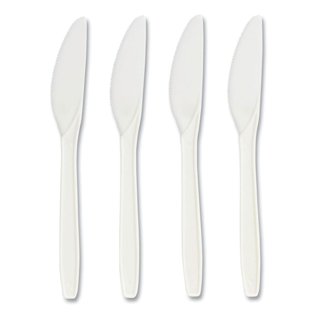 Mediumweight Plastic Cutlery, Knife, White, 300/Pack - Image 3