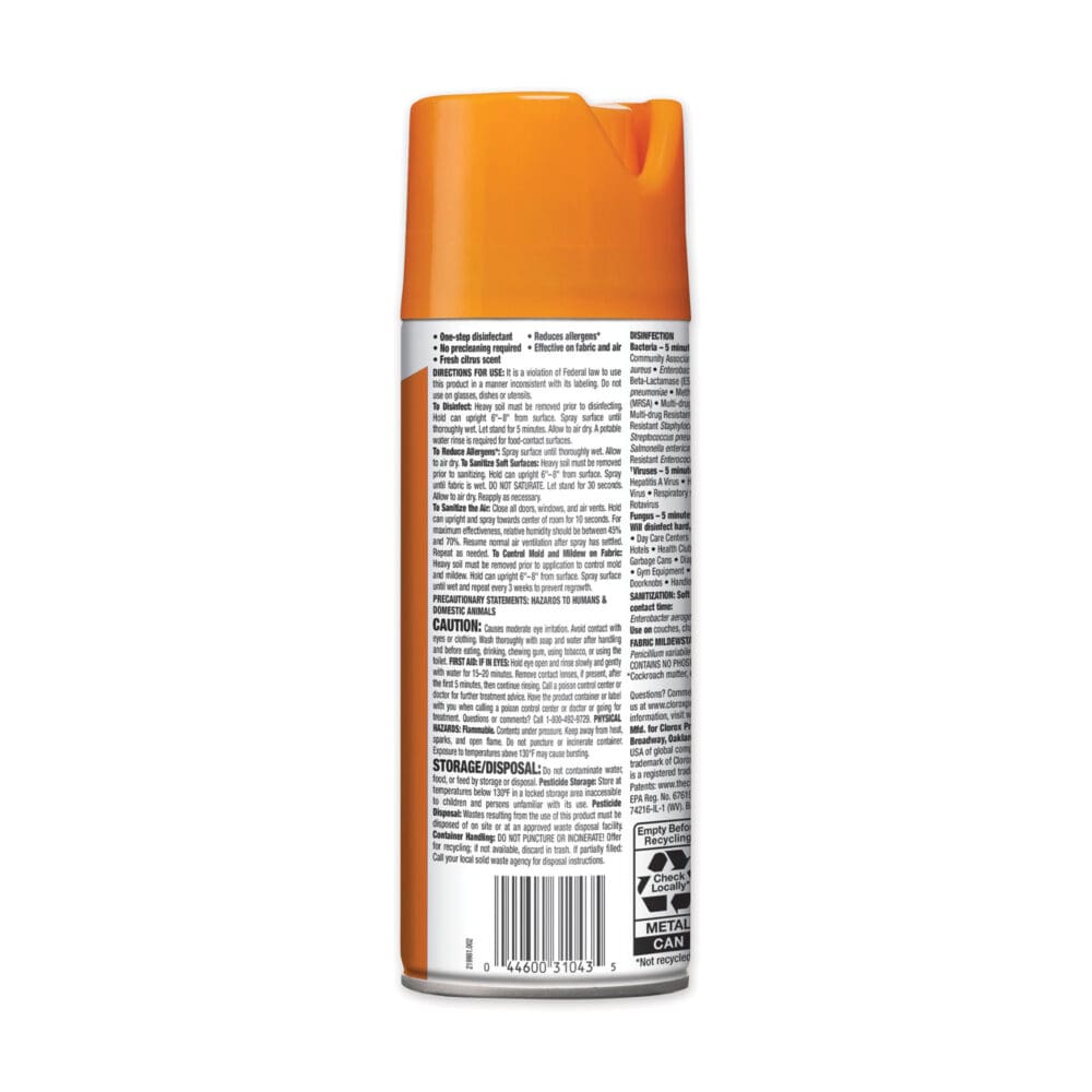 4-in-One Disinfectant and Sanitizer, Citrus, 14 oz Aerosol Spray - Image 4