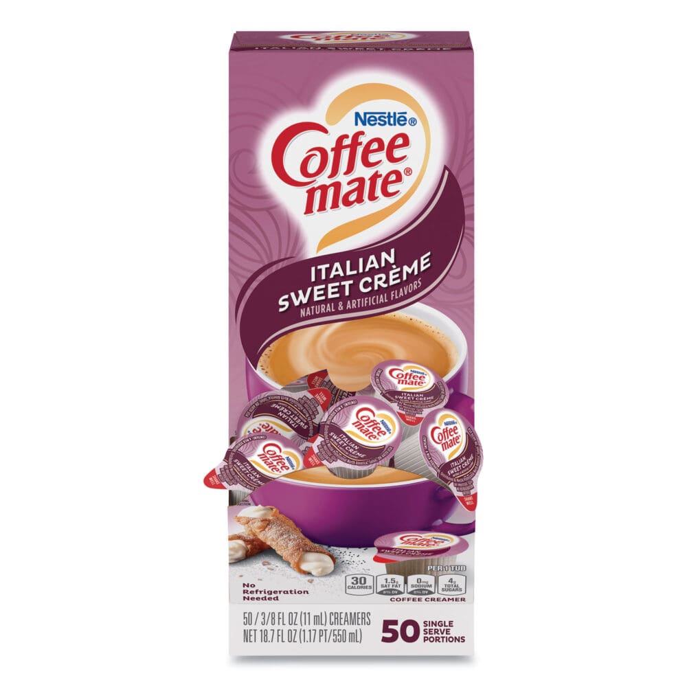 Liquid Coffee Creamer, Italian Sweet Creme, 0.38 oz Mini Cups, 50/Box, 4 Boxes/Carton, 200 Total/Carton - Image 8