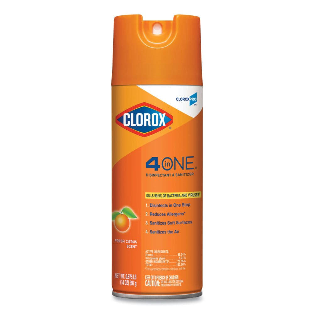 4-in-One Disinfectant and Sanitizer, Citrus, 14 oz Aerosol Spray, 12/Carton - Image 9