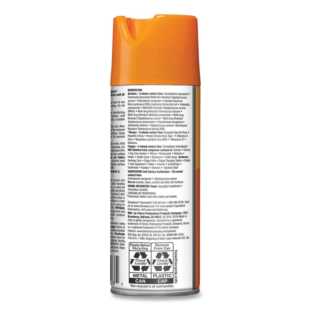 4-in-One Disinfectant and Sanitizer, Citrus, 14 oz Aerosol Spray, 12/Carton - Image 2