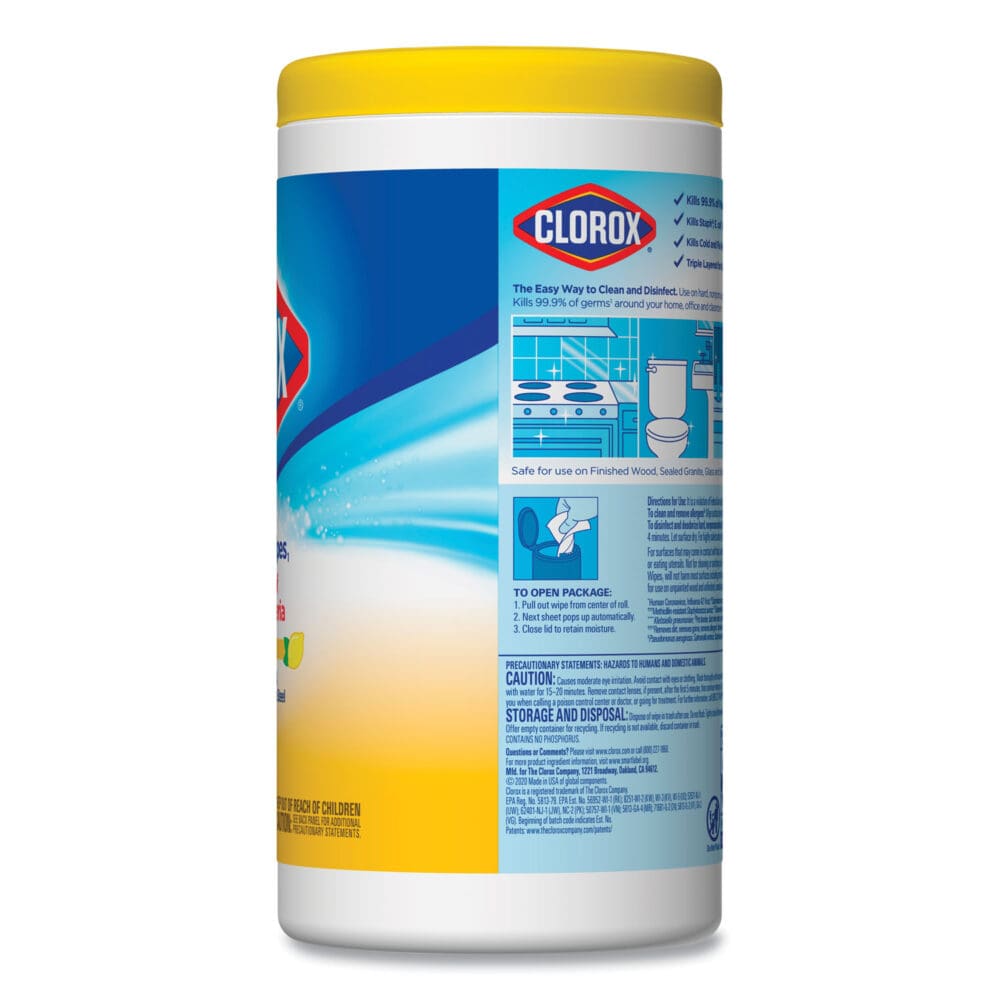 Disinfecting Wipes, 1-Ply, 7 x 7.75, Crisp Lemon, White, 75/Canister, 6 Canisters/Carton - Image 4