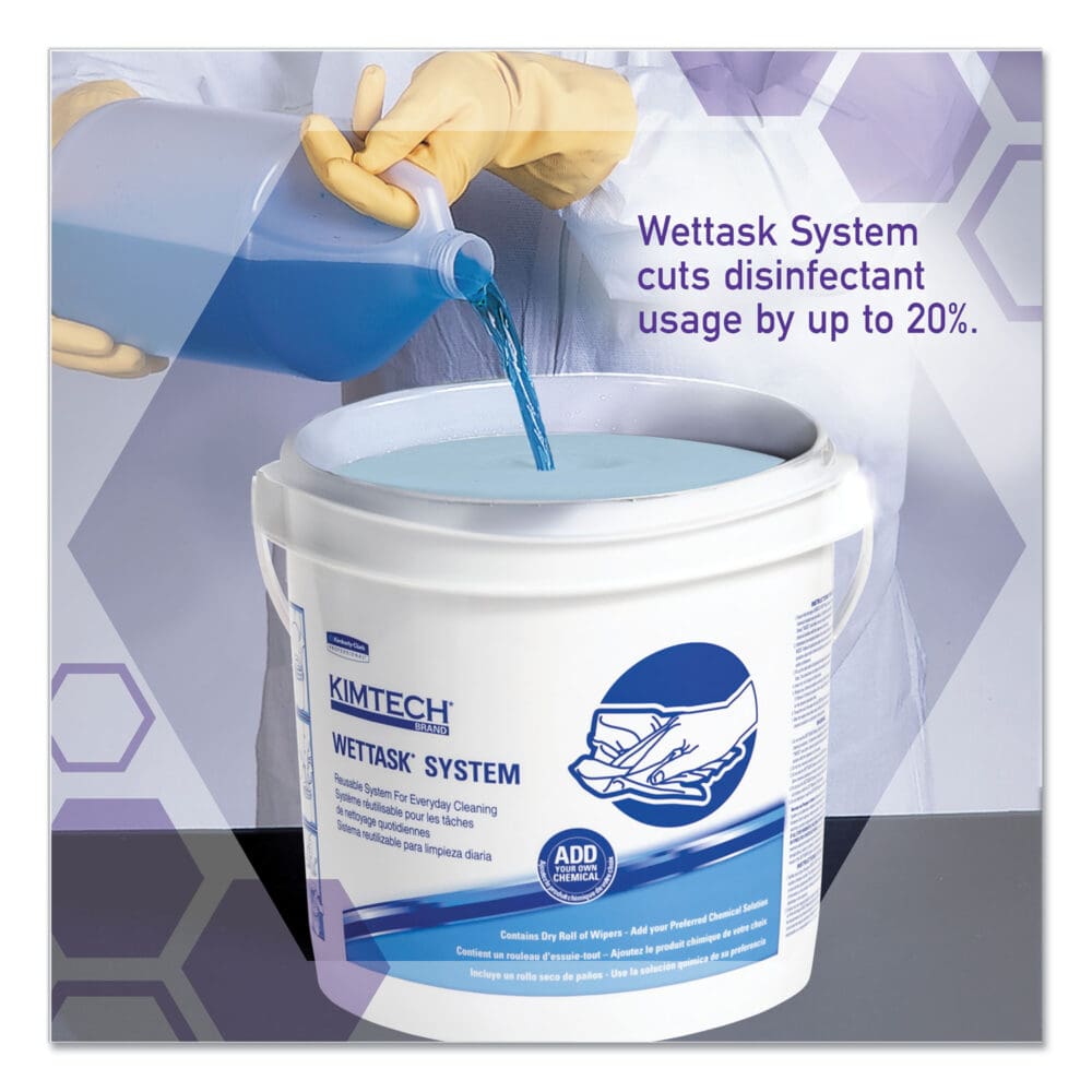 Power Clean Wipers for Disinfectants, Sanitizers and Solvents WetTask Customizable Wet Wiping System 250/Roll, 6 Roll/Carton - Image 5