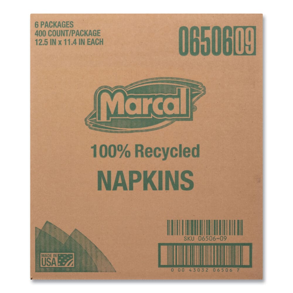 100% Recycled Lunch Napkins, 1-Ply, 11.4 x 12.5, White, 400/Pack - Image 4