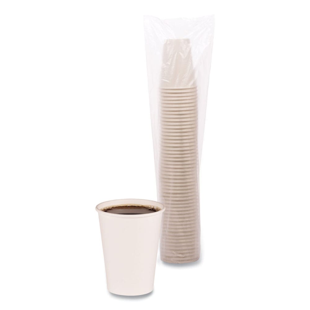 Paper Hot Cups, 12 oz, White, 50 Cups/Sleeve, 20 Sleeves/Carton - Image 3