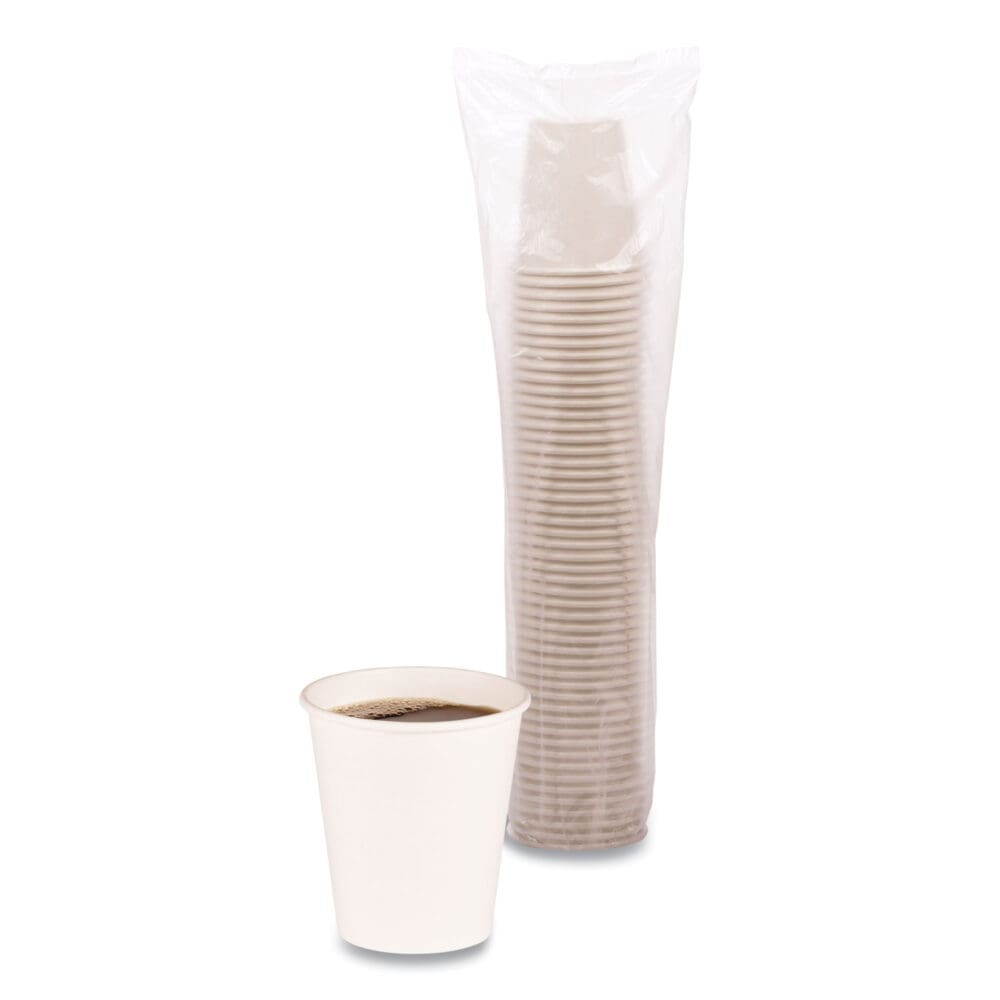 Paper Hot Cups, 10 oz, White, 50 Cups/Sleeve, 20 Sleeves/Carton - Image 3