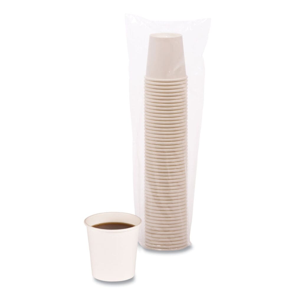 Paper Hot Cups, 4 oz, White, 50 Cups/Sleeve, 20 Sleeves/Carton - Image 2