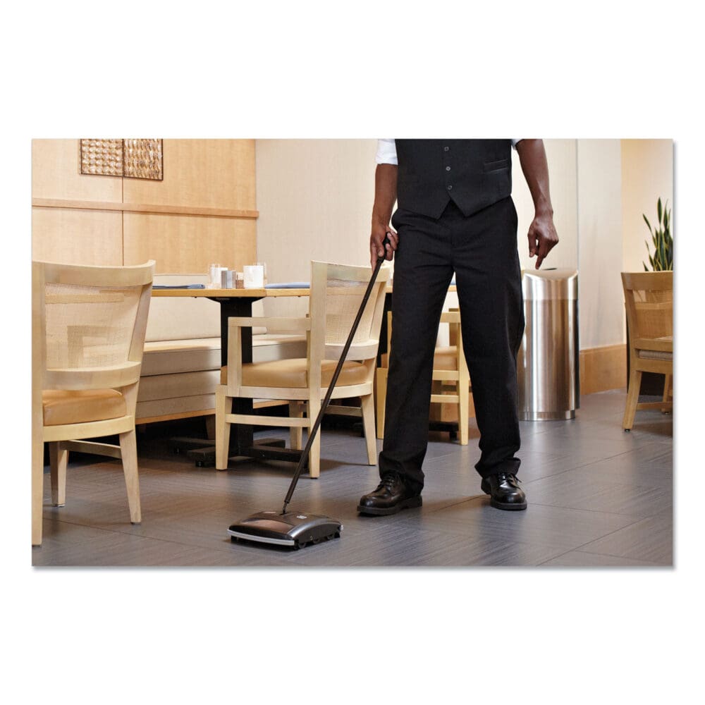 Dual Action Sweeper, 44" Steel/Plastic Handle, Black/Yellow - Image 4