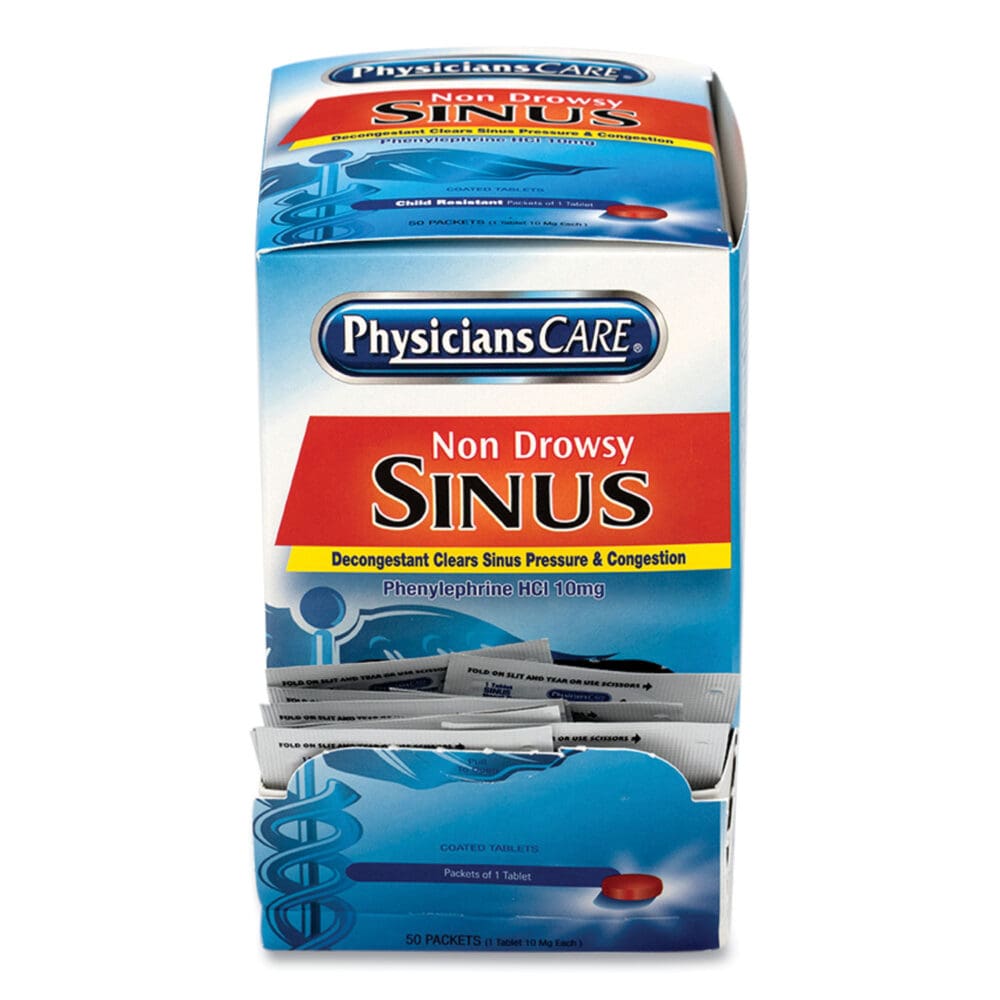 Sinus Decongestant Congestion Medication, One Tablet/Pack, 50 Packs/Box - Image 3