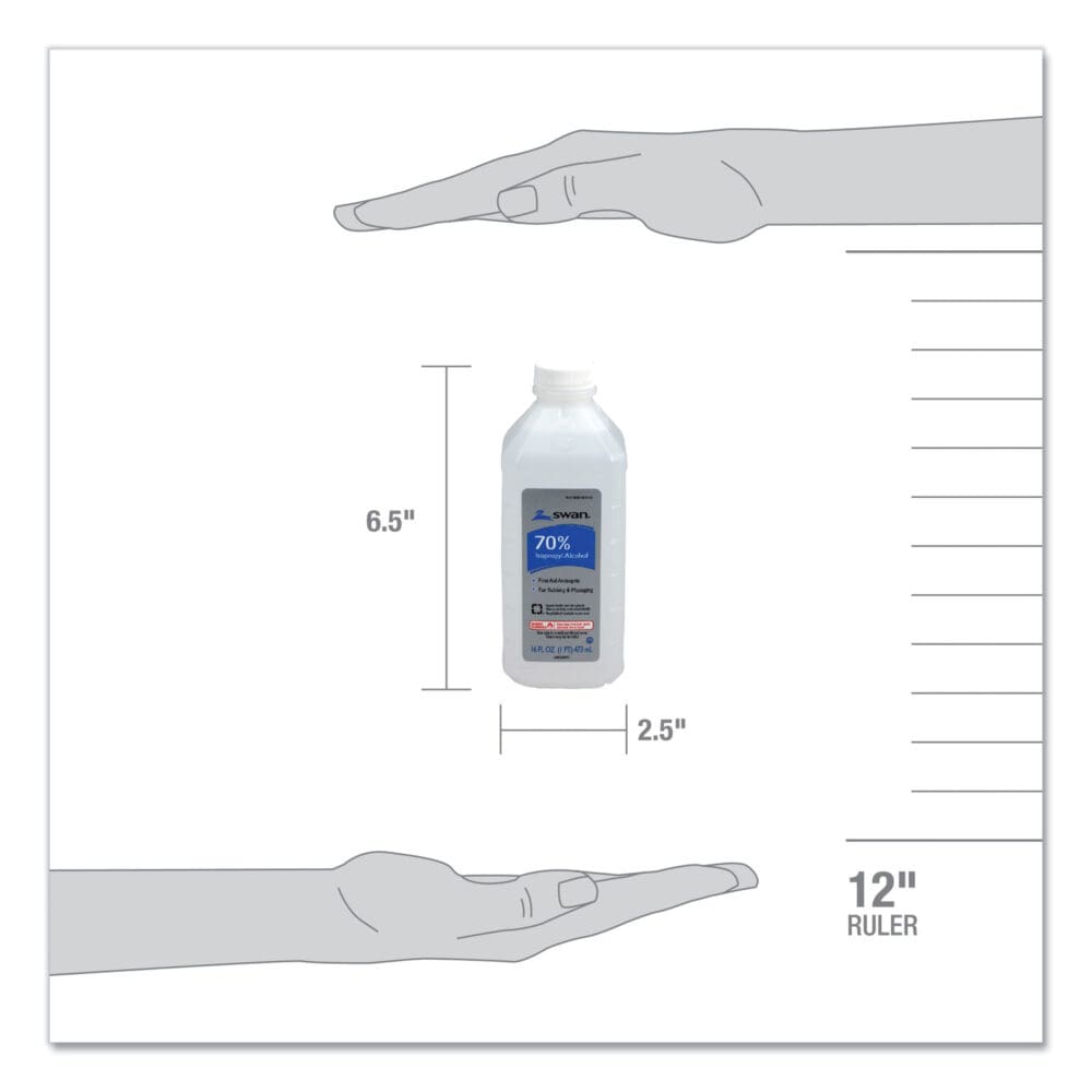 First Aid Kit Rubbing Alcohol, Isopropyl Alcohol, 16 oz Bottle - Image 3