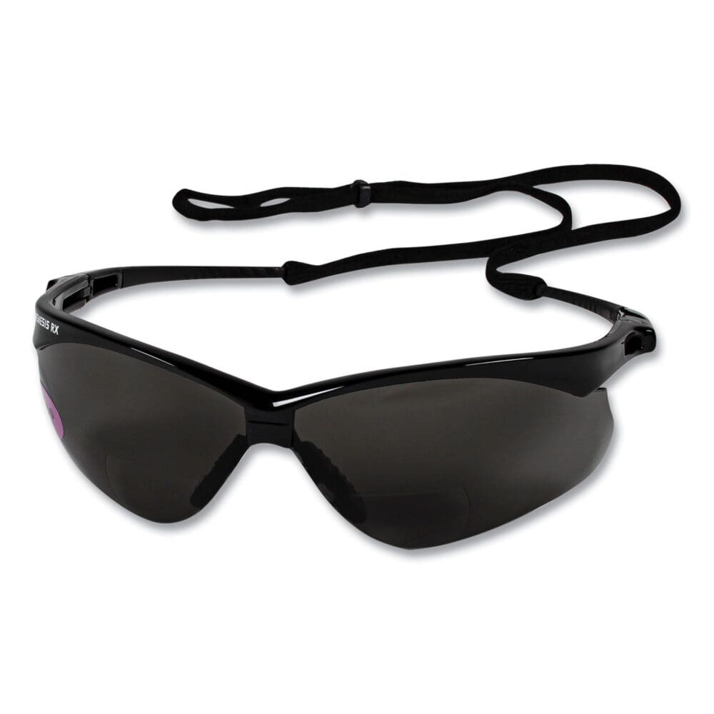 V60 Nemesis Rx Reader Safety Glasses, Black Frame, Smoke Lens, +2.5 Diopter Strength, 6/Box - Image 3