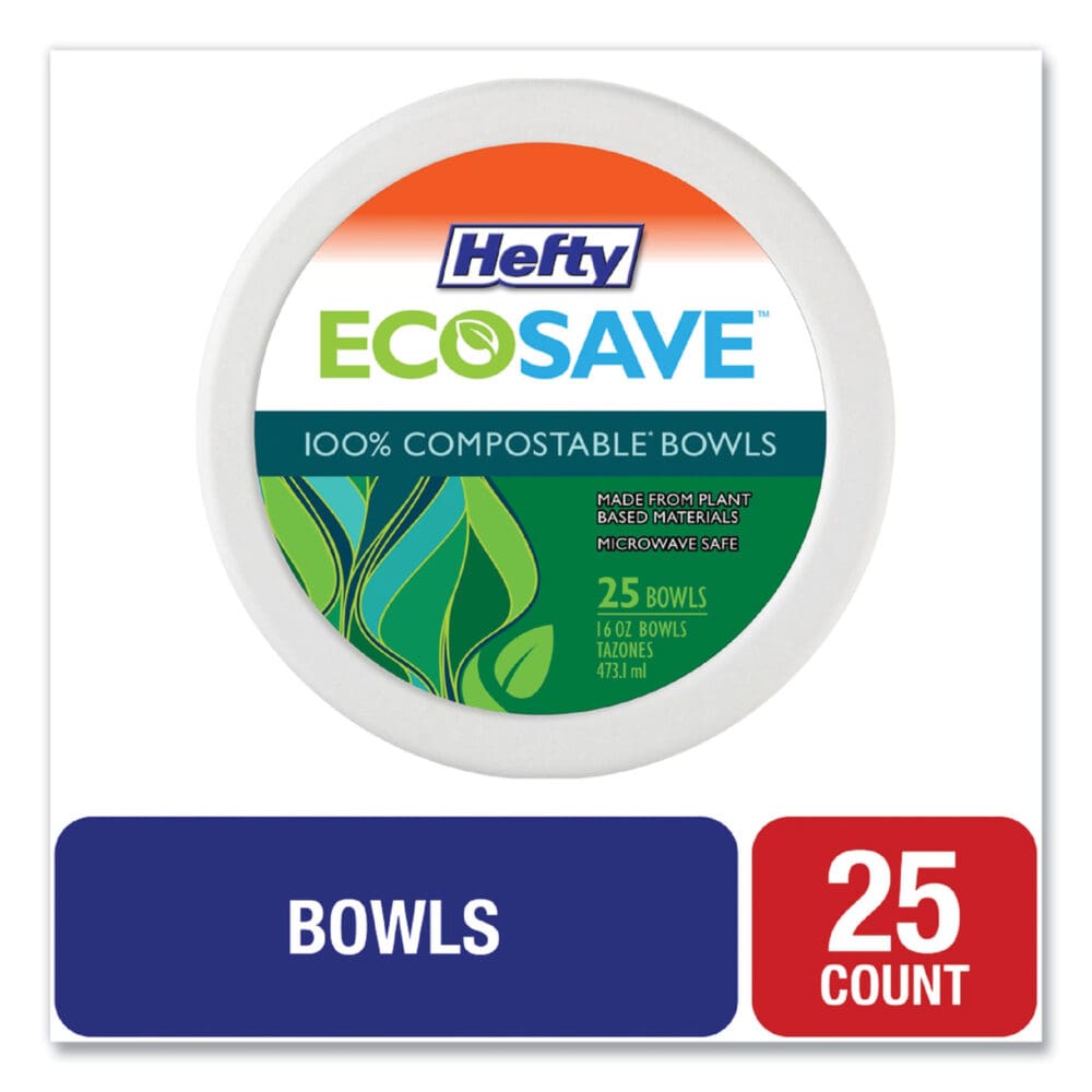 ECOSAVE Tableware, Bowl, Bagasse, 16 oz, White, 25/Pack, 12 Packs/Carton - Image 3