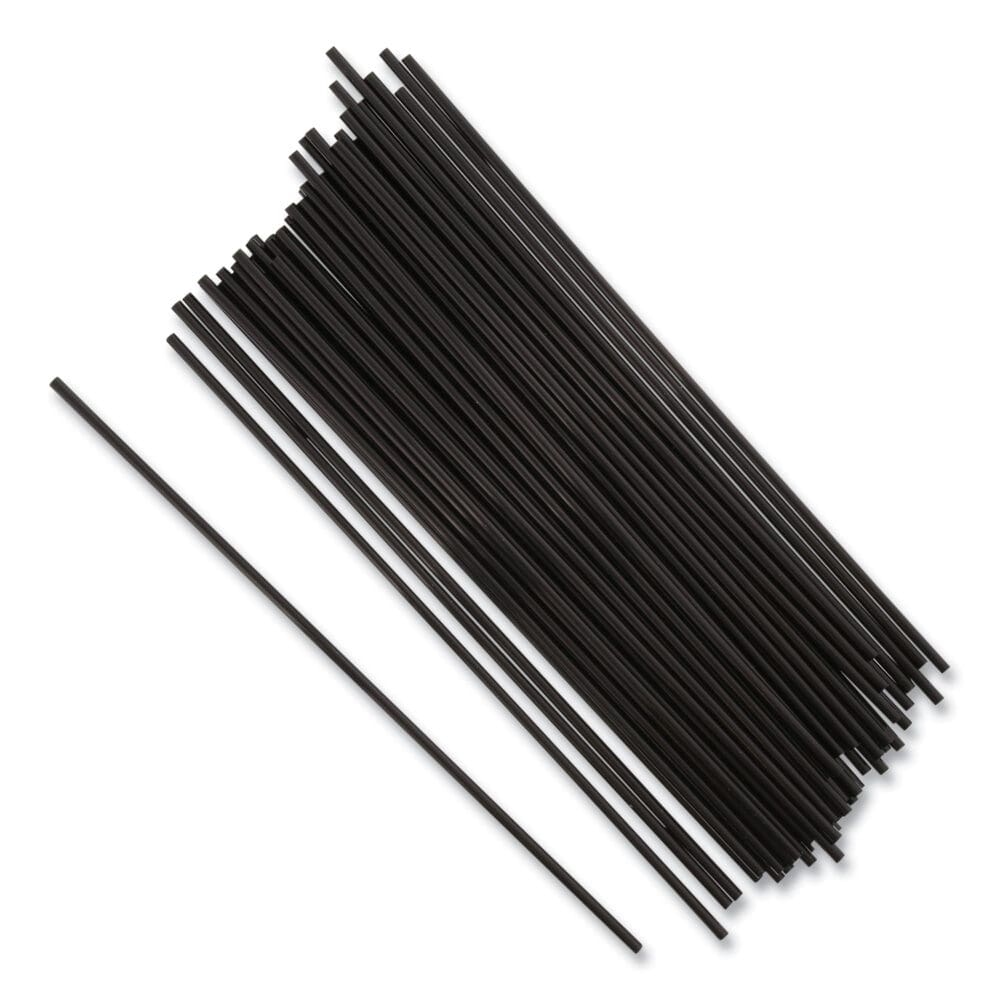 Sip Straws, 7.5", Plastic, Black, 10,000/Carton - Image 2