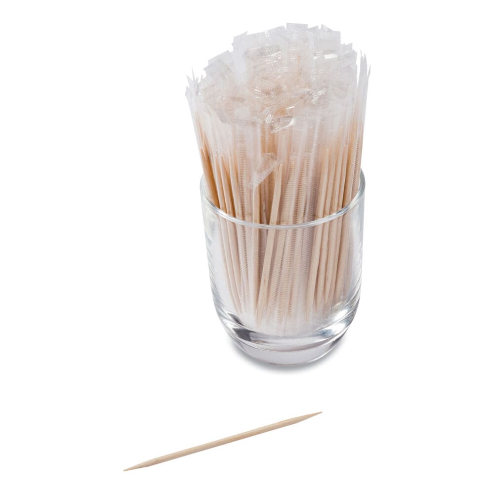 Cello-Wrapped Round Wood Toothpicks, 2.5", Natural, 1,000/Box, 15 Boxes/Carton - Image 3