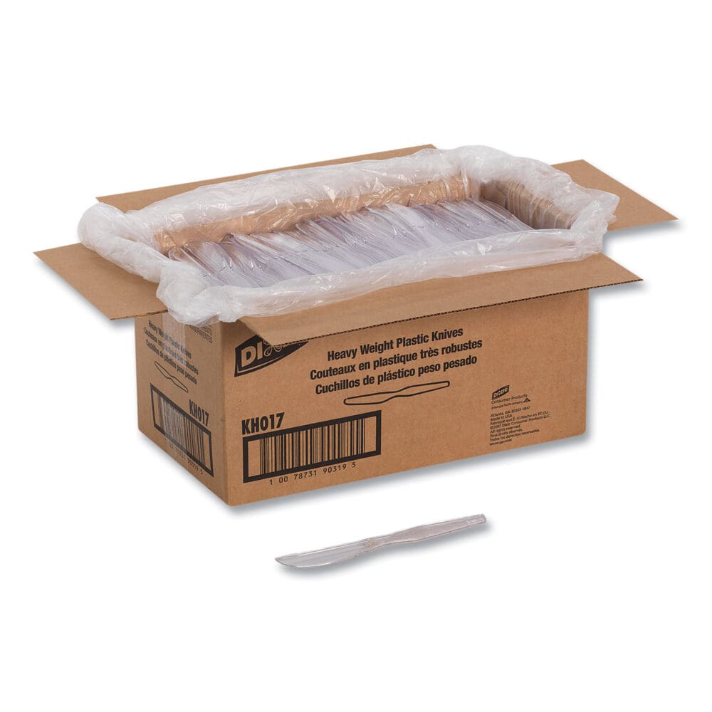 Heavyweight Polystyrene Cutlery, Knives, Clear, 1,000/Carton - Image 2