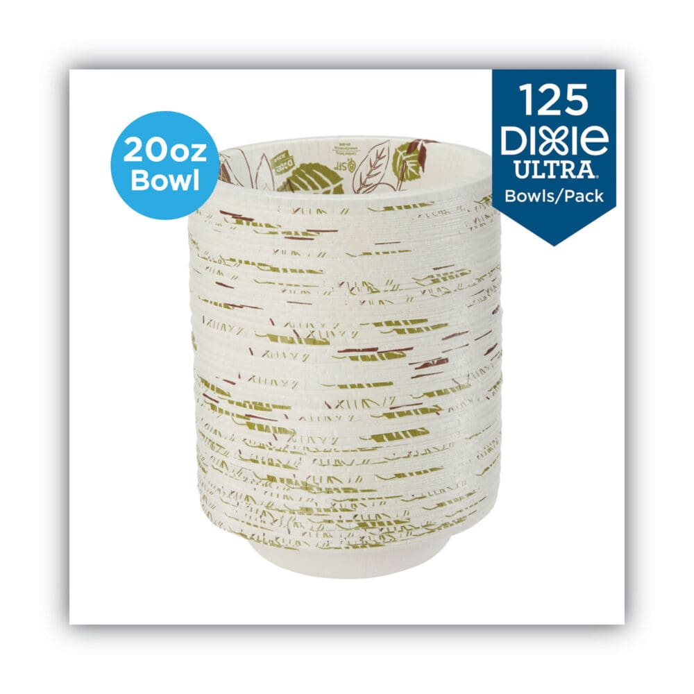 Pathways Heavyweight Paper Bowls, 20 oz, White/Green/Burgundy, 125/Pack - Image 3