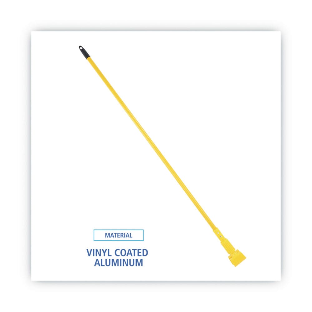 Plastic Jaws Mop Handle for 5 Wide Mop Heads, Aluminum, 1" dia x 60", Yellow - Image 2