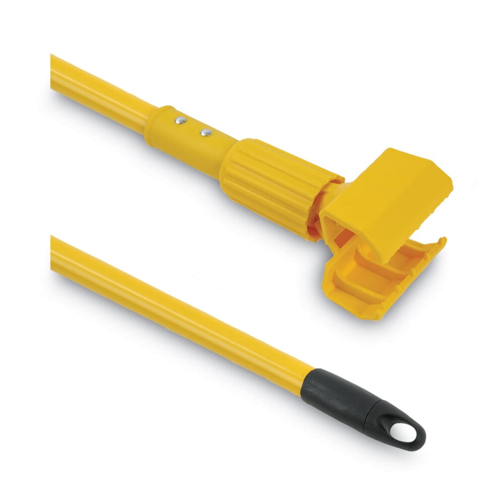 Plastic Jaws Mop Handle for 5 Wide Mop Heads, Aluminum, 1" dia x 60", Yellow - Image 3