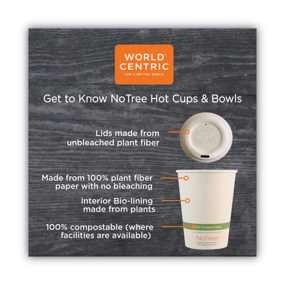 No Tree Paper Bowls, 24 oz, 4.4" Diameter x 4.5"h, Natural, Sugarcane, 500/Carton - Image 3