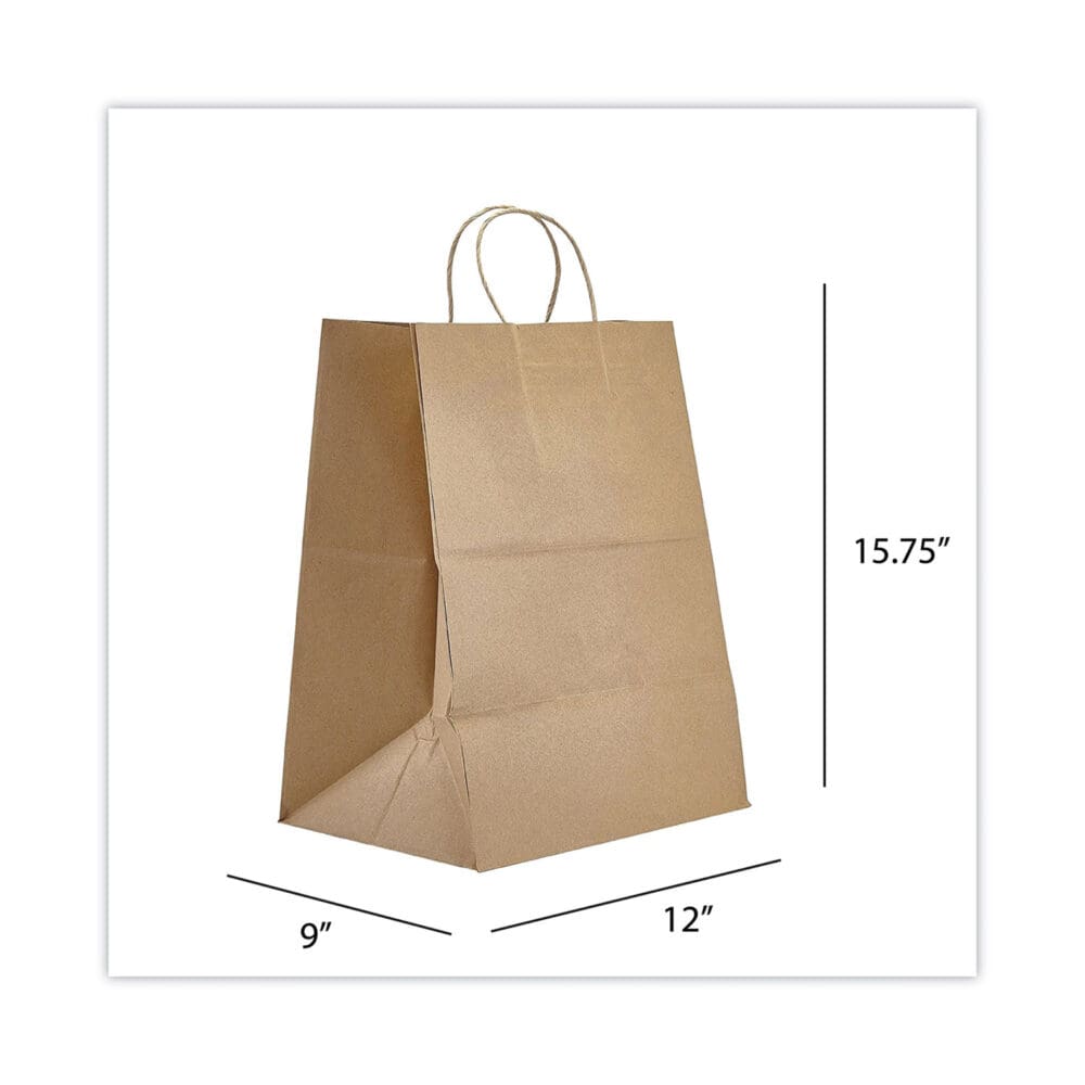 Kraft Paper Bags, Regal, 12 x 9 x 15.75, Natural, 200/Carton - Image 5