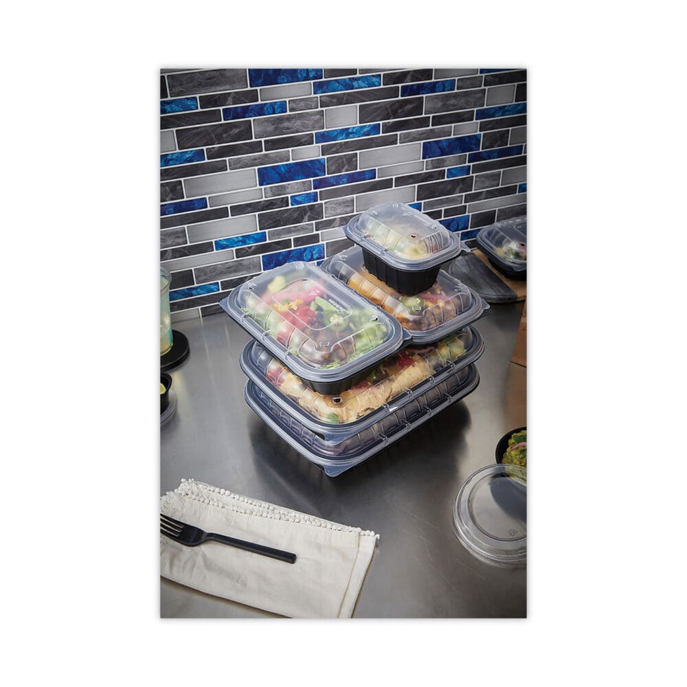 EarthChoice Entree2Go Takeout Container, 12 oz, 5.65 x 4.25 x 2.57, Black, Plastic, 600/Carton - Image 4