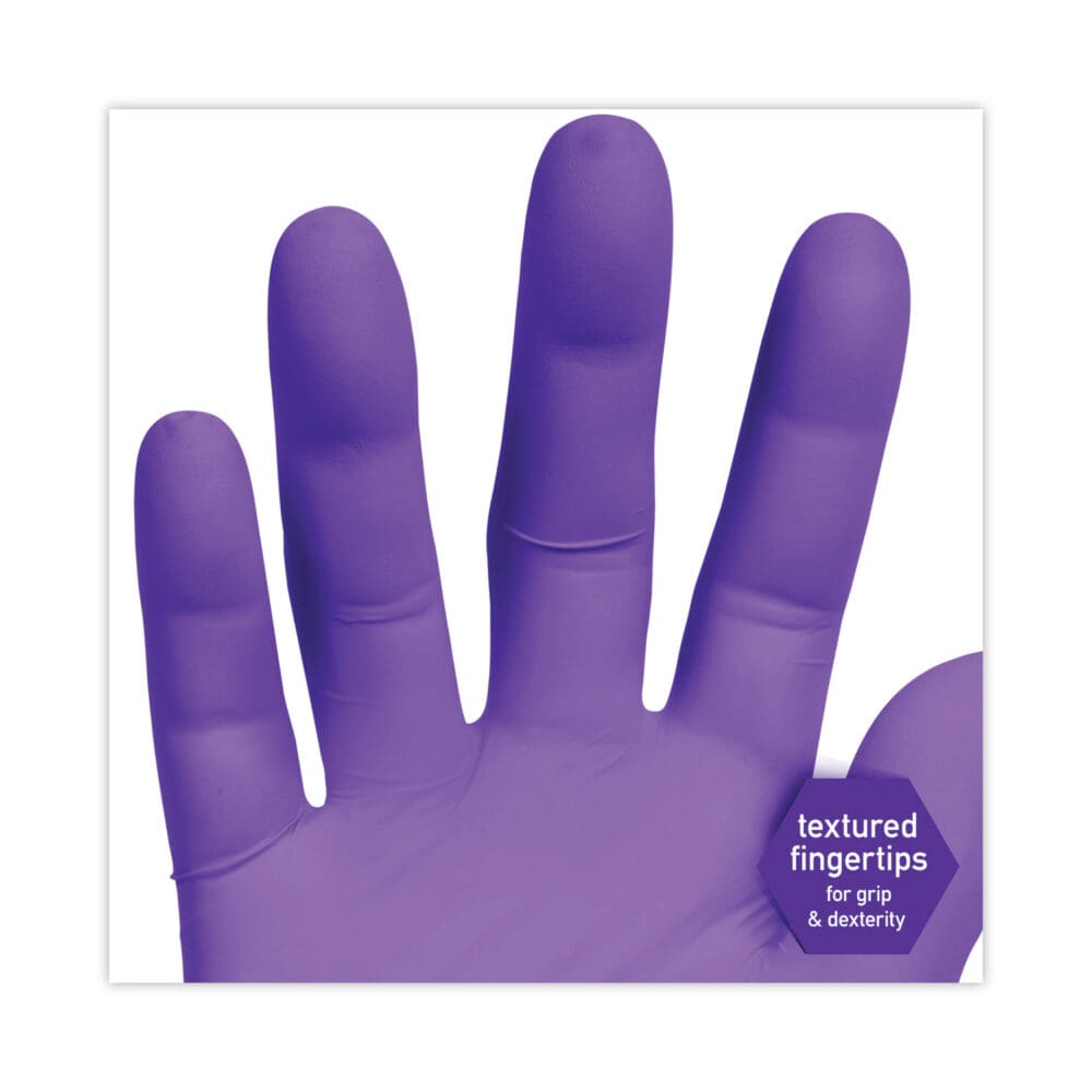 PURPLE NITRILE Exam Gloves, 242 mm Length, Large, Purple, 100/Box - Image 3