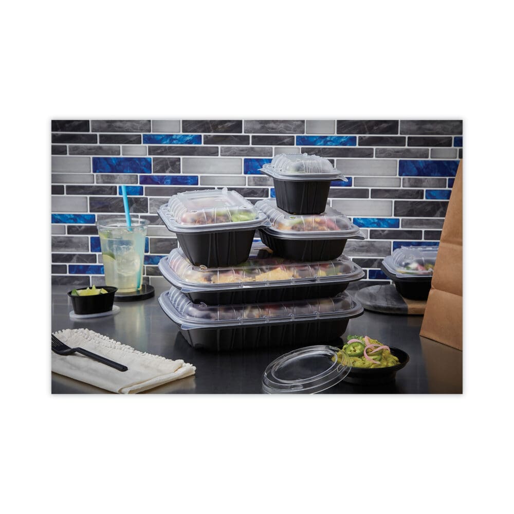 EarthChoice Entree2Go Takeout Container, 64 oz, 11.75 x 8.75 x 2.13, Black, Plastic, 200/Carton - Image 5