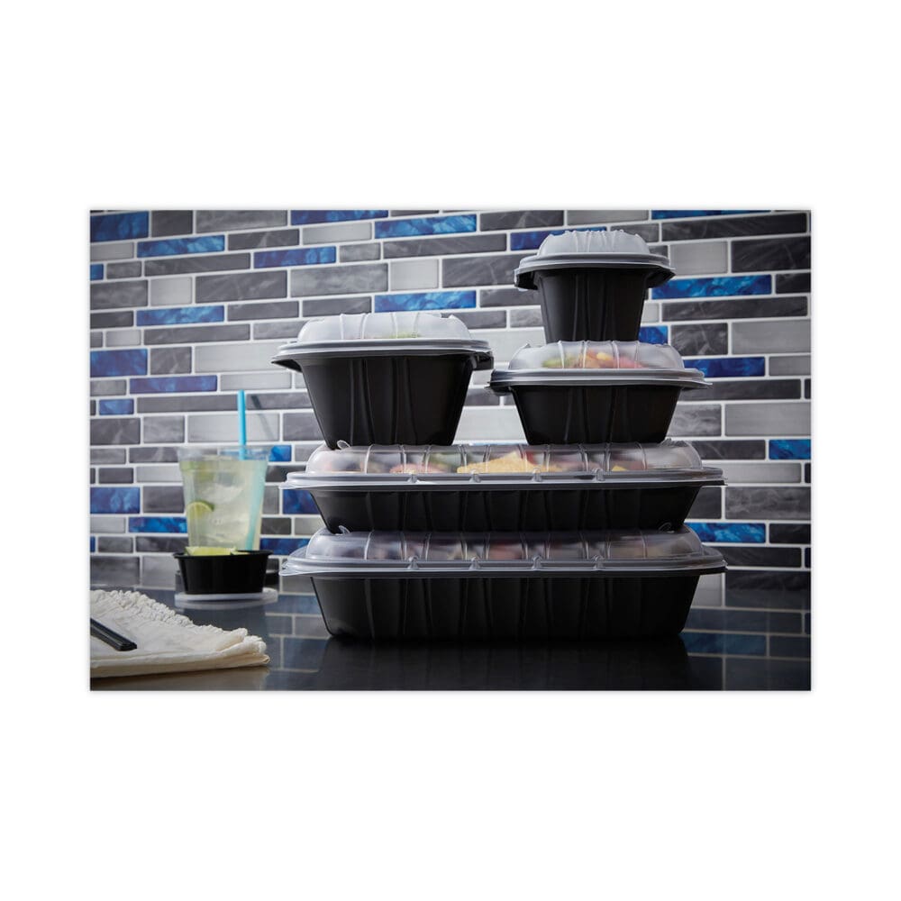 EarthChoice Entree2Go Takeout Container, 64 oz, 11.75 x 8.75 x 2.13, Black, Plastic, 200/Carton - Image 4