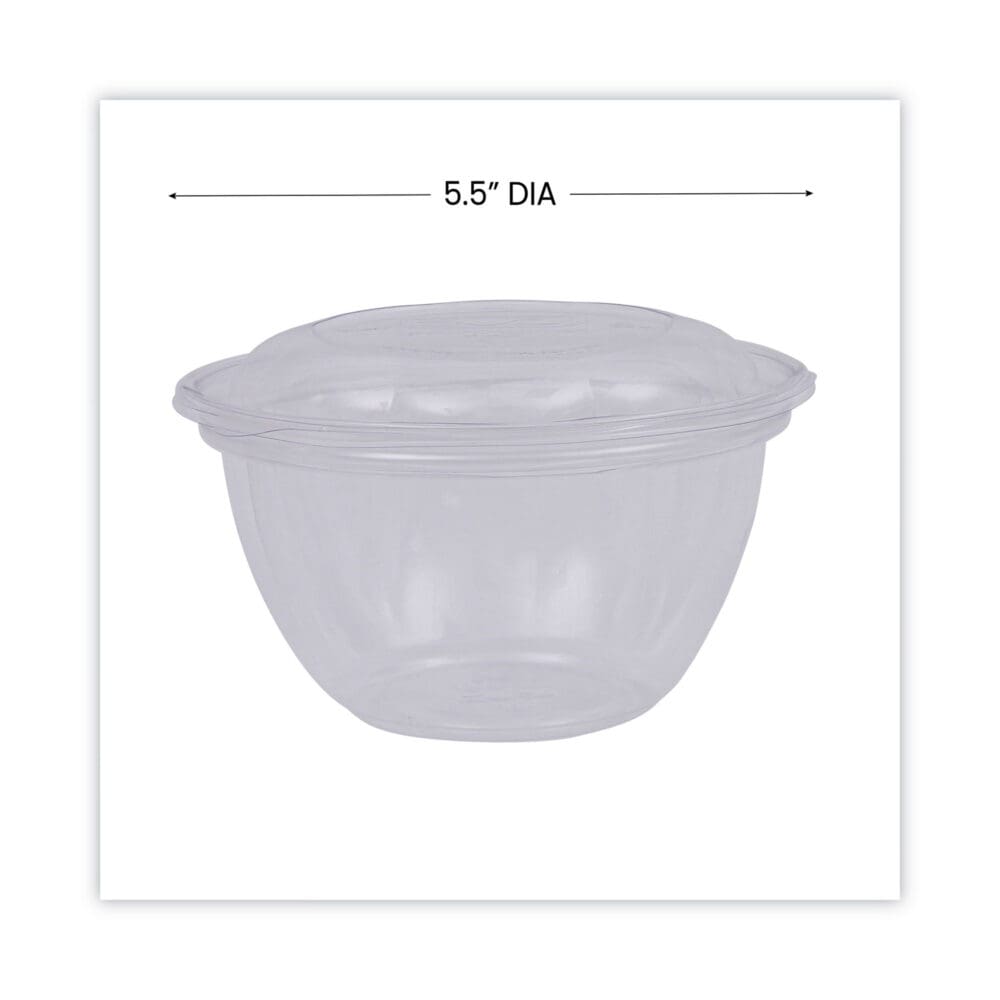 Renewable and Compostable Containers, 18 oz, 5.5" Diameter x 2.3"h, Clear, Plastic, 150/Carton - Image 3