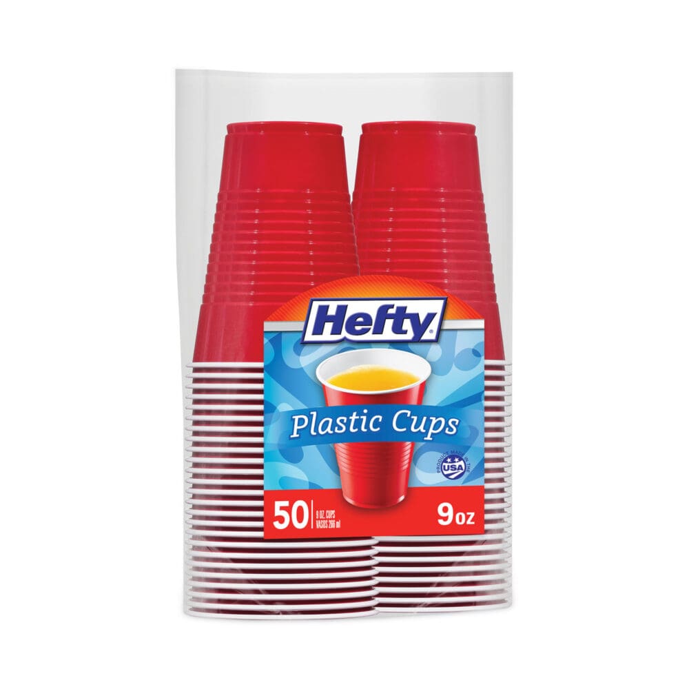 Easy Grip Disposable Plastic Party Cups, 9 oz, Red, 50/Pack - Image 5