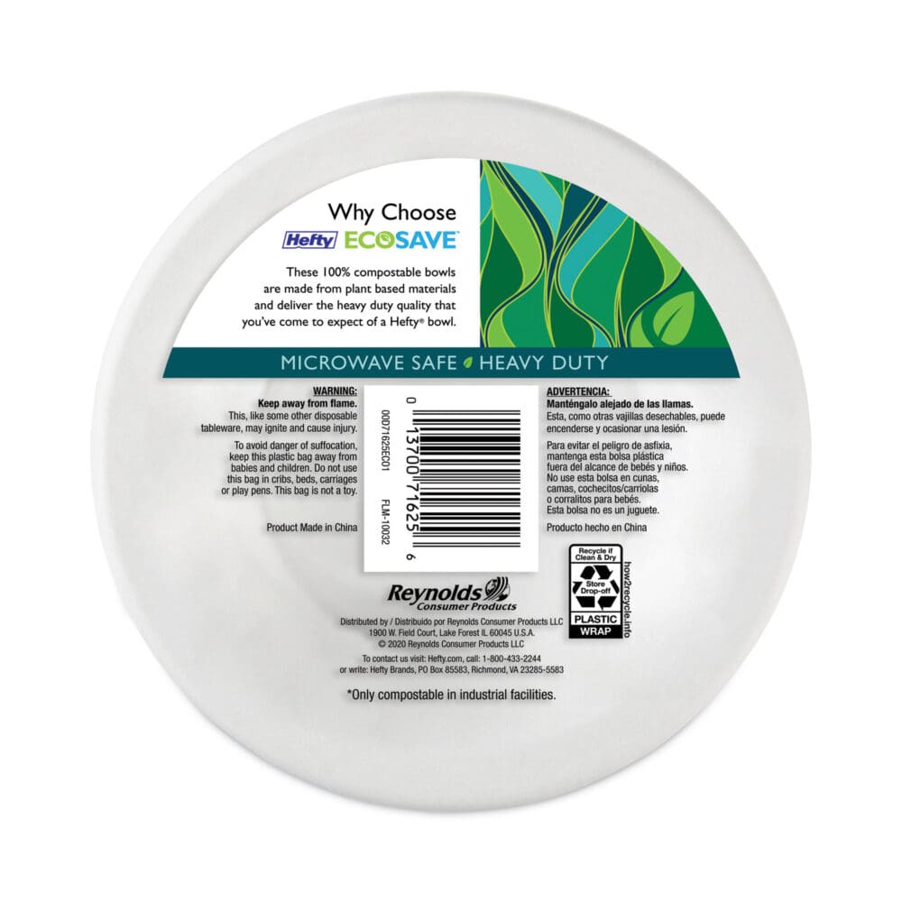 ECOSAVE Tableware, Plate, Bagasse,  6.75" dia, White, 30/Pack - Image 3