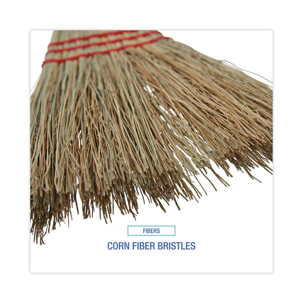 Corn Fiber Lobby/Toy Broom, Corn Fiber Bristles, 39" Overall Length, Red, 12/Carton - Image 4