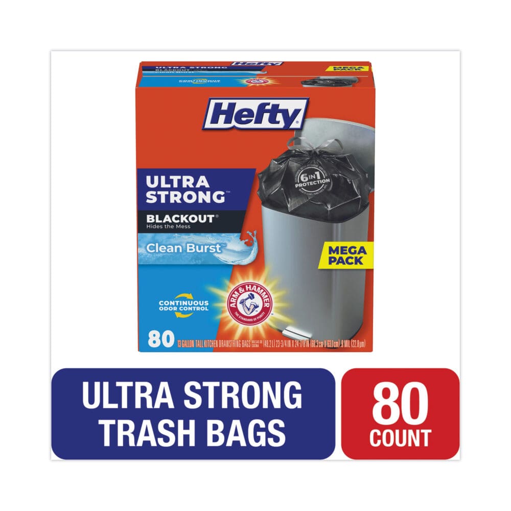 Ultra Strong BlackOut Tall-Kitchen Drawstring Bags, 13 gal, 0.9 mil, 23.75" x 24.88", Black, 80/Box - Image 5