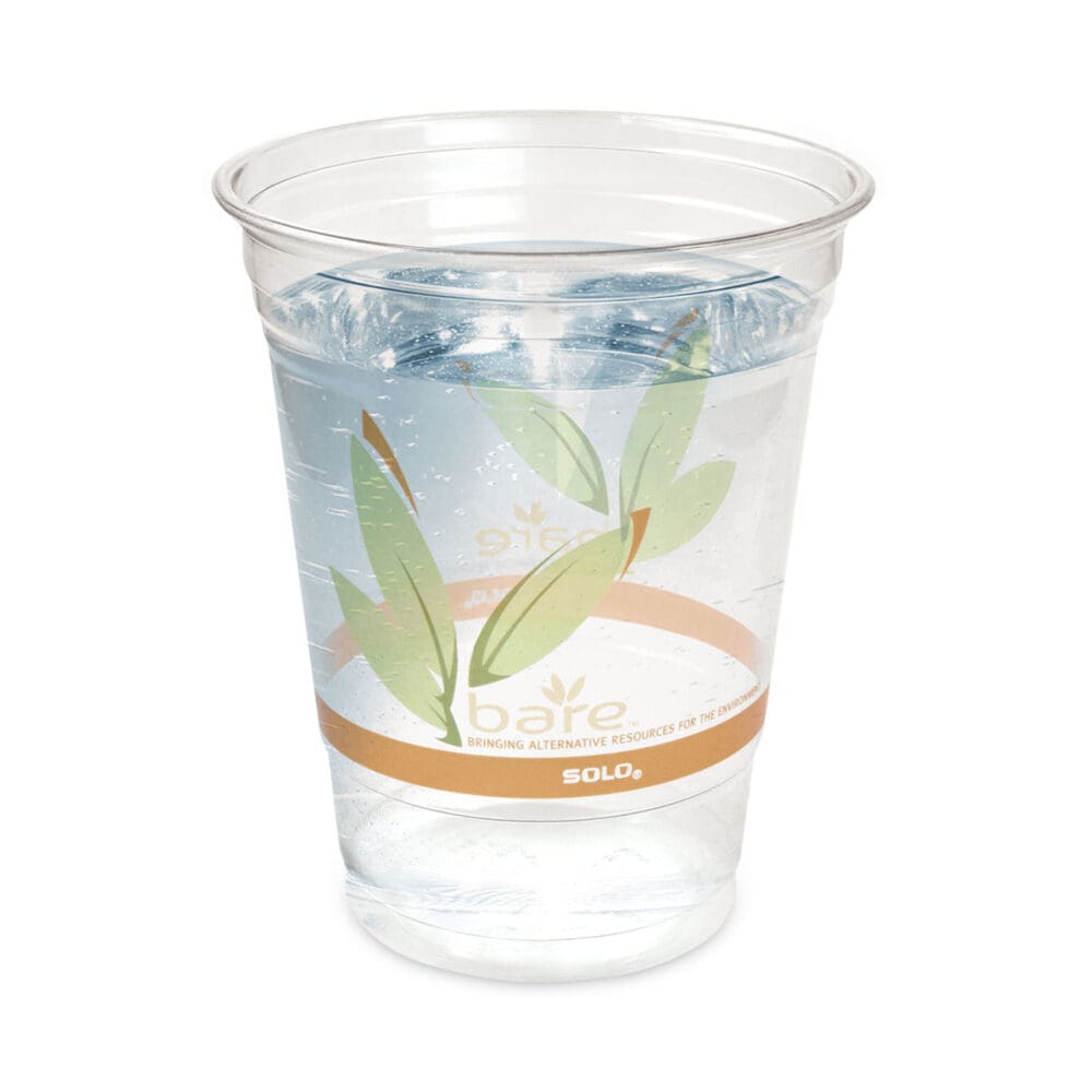 Bare Eco-Forward RPET Cold Cups, ProPlanet Seal, 12 oz to 14 oz, Leaf Design, Clear, Squat, 50/Pack, 20 Packs/Carton - Image 5