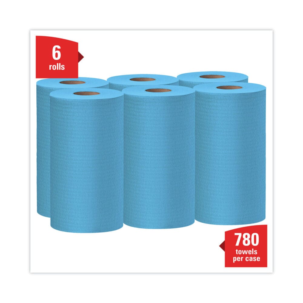 General Clean X60 Cloths, Small Roll, 13.5 x 19.6, Blue, 130/Roll, 6 Rolls/Carton - Image 6