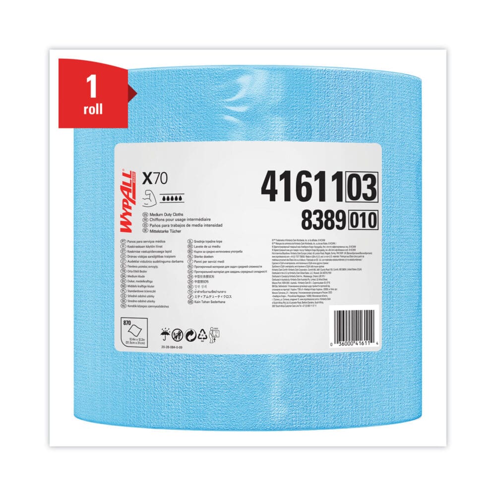 X70 Cloths, Jumbo Roll, 12.4 x 12.2, Blue, 870/Roll - Image 7