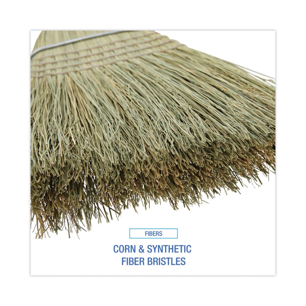 100% Corn Brooms, 60" Overall Length, Natural, 6/Carton - Image 3