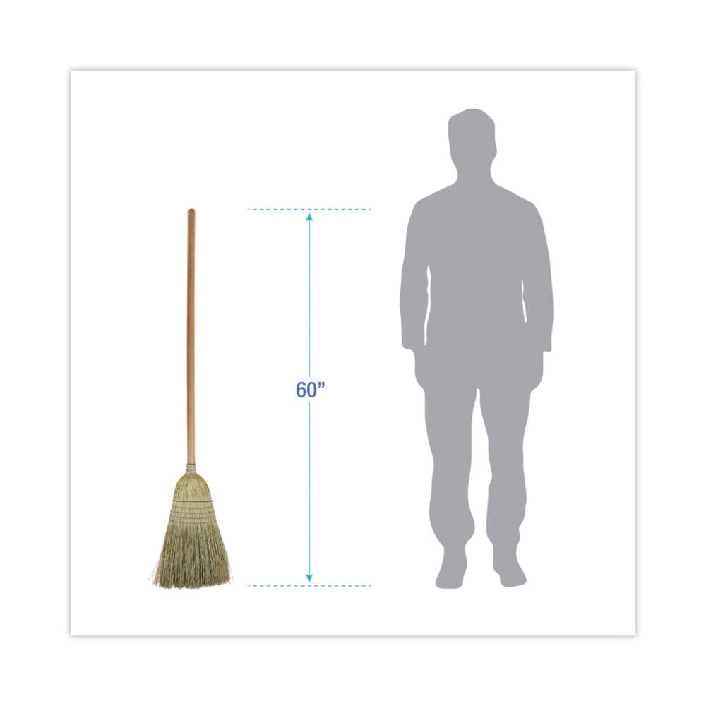 100% Corn Brooms, 60" Overall Length, Natural, 6/Carton - Image 6