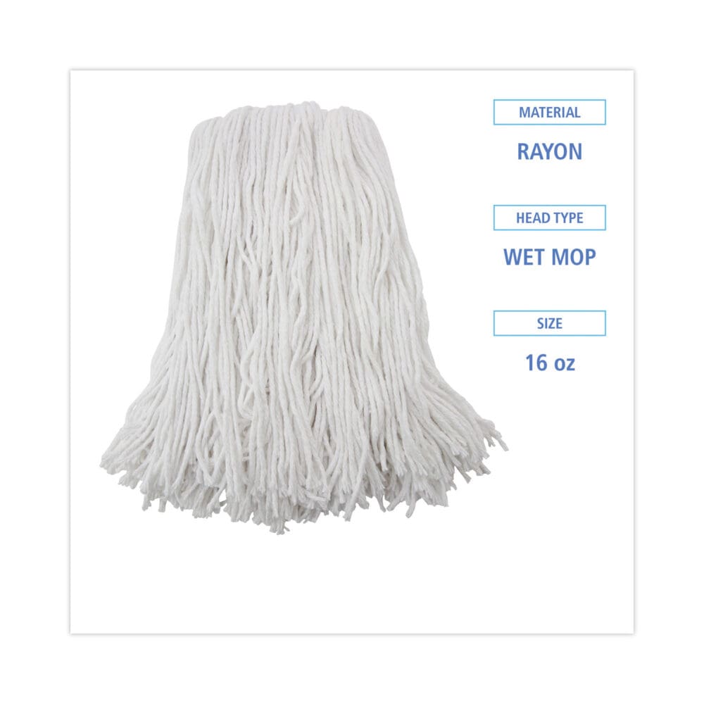 Premium Cut-End Wet Mop Heads, Rayon, 16oz, White, 12/Carton - Image 8