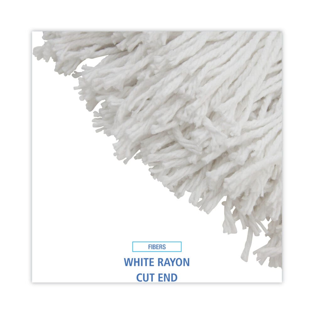 Premium Cut-End Wet Mop Heads, Rayon, 16oz, White, 12/Carton - Image 3