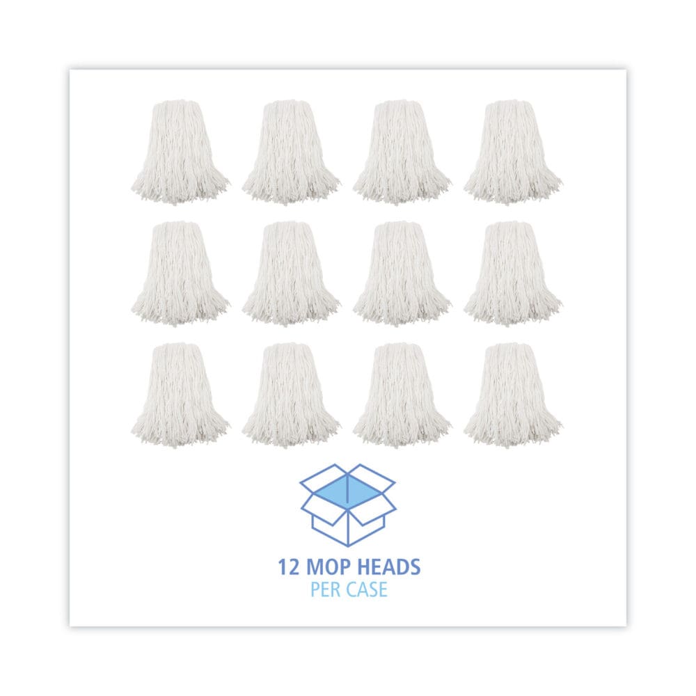 Premium Cut-End Wet Mop Heads, Rayon, 16oz, White, 12/Carton - Image 7