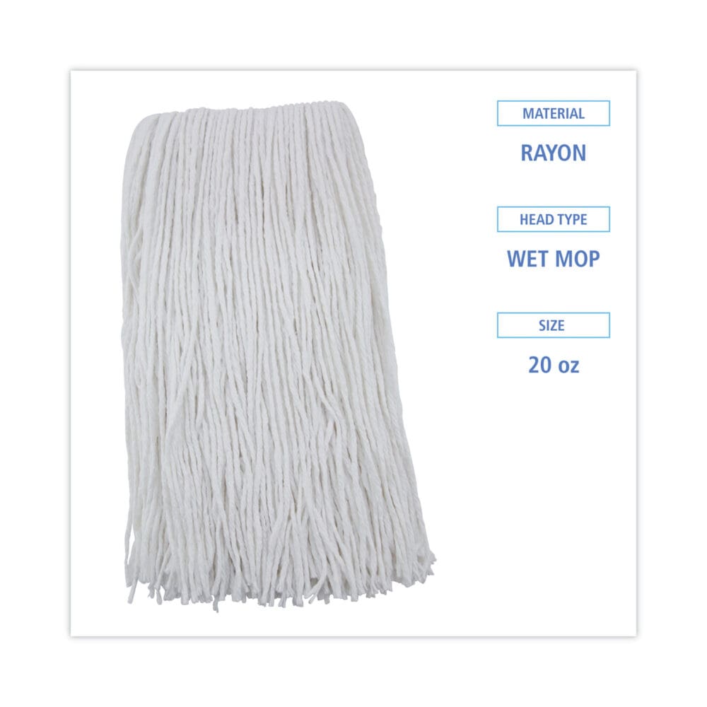 Premium Cut-End Wet Mop Heads, Rayon, 20oz, White, 12/Carton - Image 9