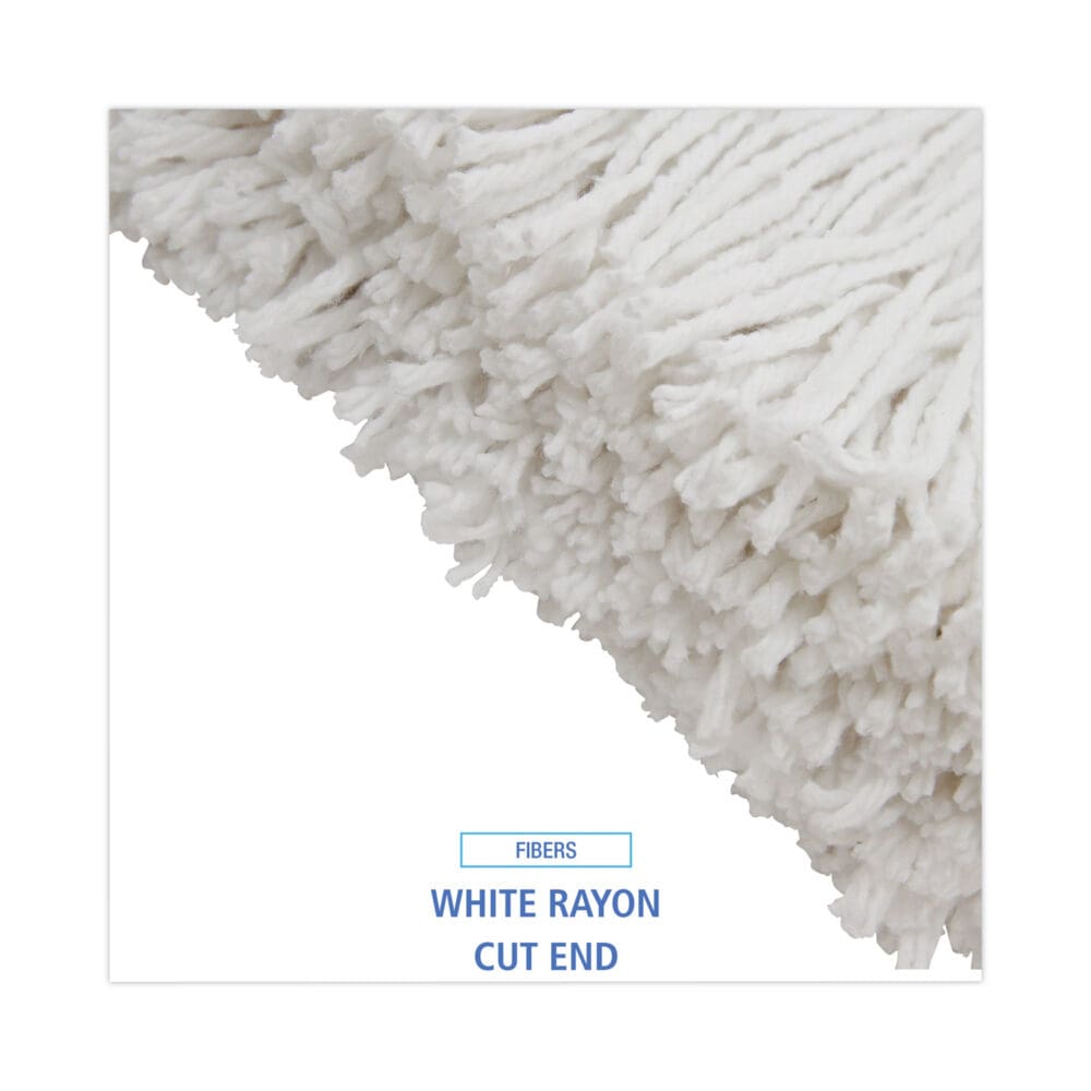 Premium Cut-End Wet Mop Heads, Rayon, 20oz, White, 12/Carton - Image 3