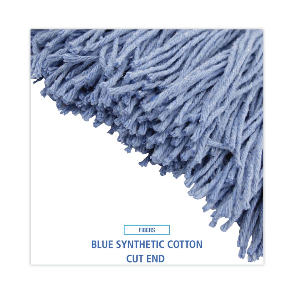 Mop Head, Standard Head, Cotton/Synthetic Fiber, Cut-End, #24, Blue, 12/Carton - Image 3