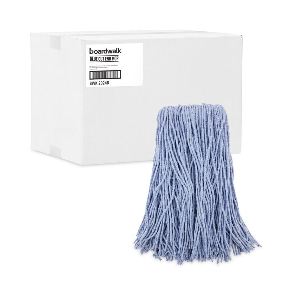 Mop Head, Standard Head, Cotton/Synthetic Fiber, Cut-End, #24, Blue, 12/Carton - Image 8