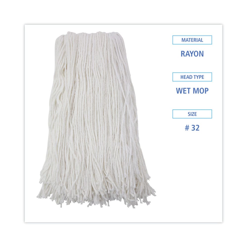 Cut-End Wet Mop Head, Rayon, No. 32, White, 12/Carton - Image 9