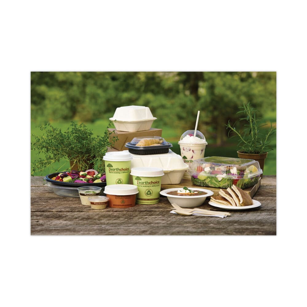 EarthChoice Compostable Soup Cup Lid, For 8-16 oz Soup Cups, 4" Diameter, White, Sugarcane, 500/Carton - Image 7