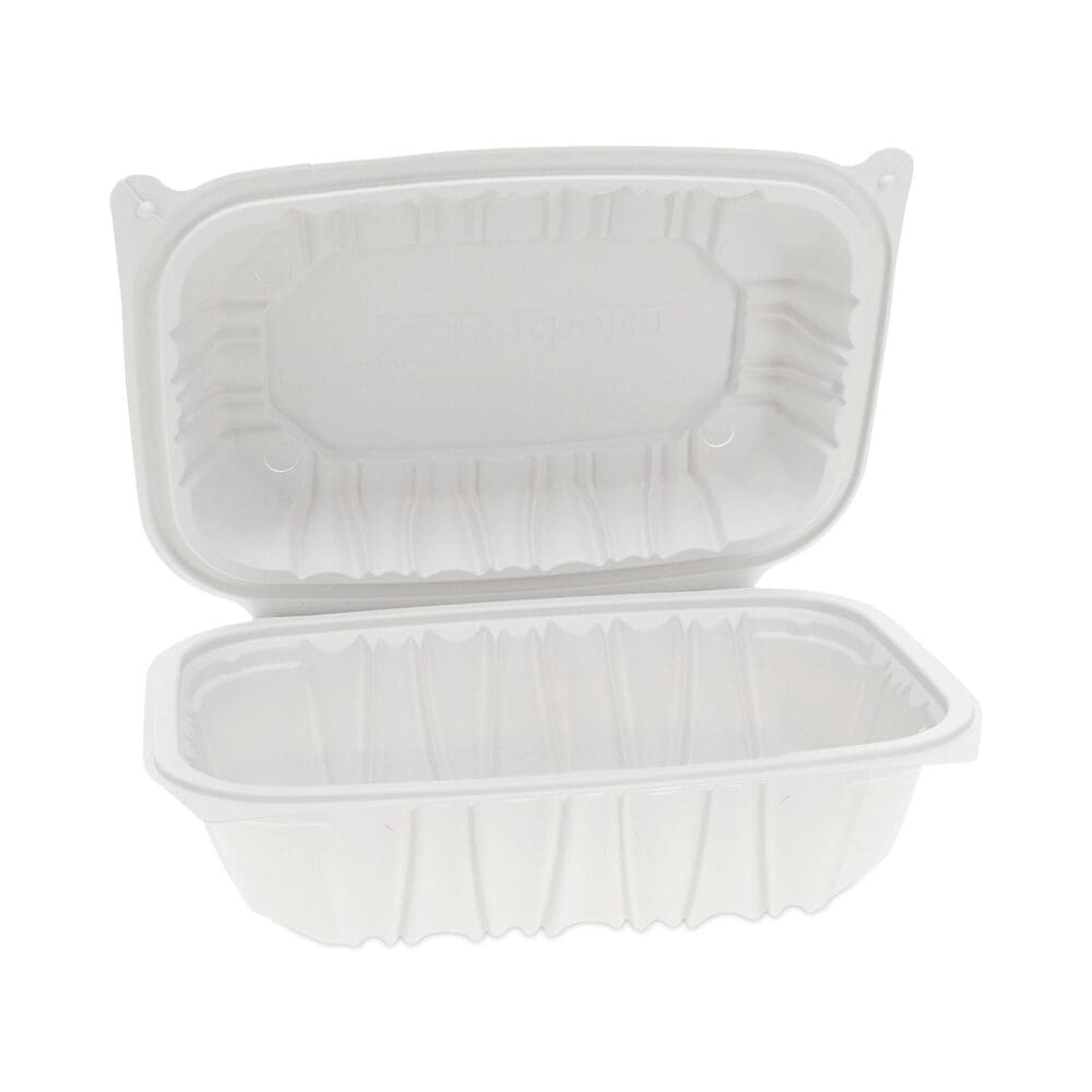 EarthChoice Vented Microwavable MFPP Hinged Lid Container, 9 x 6 x 3.1, White, Plastic, 170/Carton - Image 8