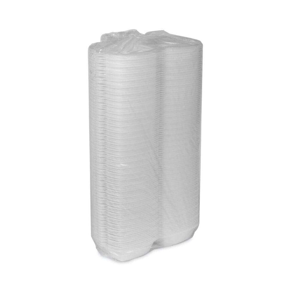 Foam Hinged Lid Container, Single Tab Lock, 5.13 x 5.13 x 2.5, White, 500/Carton - Image 2