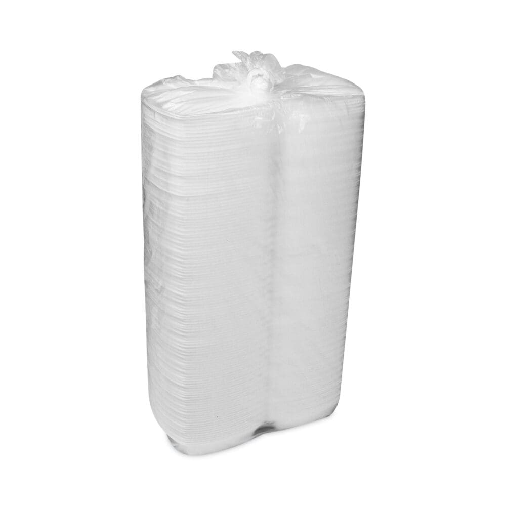 Foam Hinged Lid Container, Single Tab Lock, 6.38 x 6.38 x 3, White, 500/Carton - Image 3